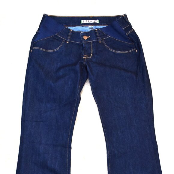 J Brand Mama J Maternity Jeans 26 Dark Blue Flare Bootcut Stretch Waist - Picture 2 of 13